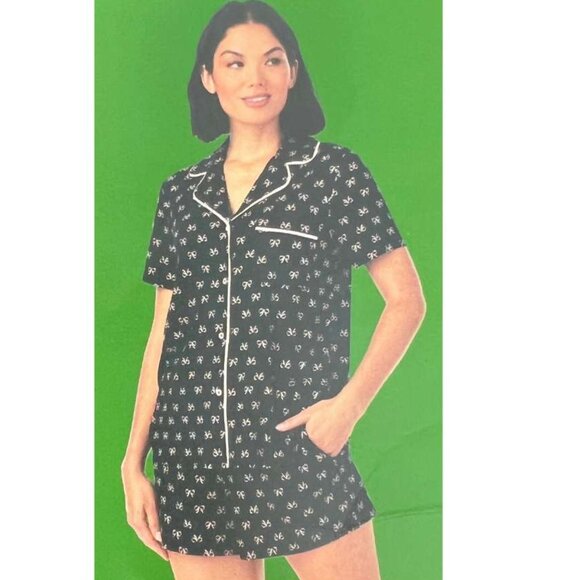 Kate Spade Women's Black Bow Summer Pyjama Set: 2 Pieces / Various Sizes - Picture 3 of 4